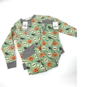 Miki Miette Kids‎ Halloween 2PC Set Green Pumpkins Skulls Ravens 7Y